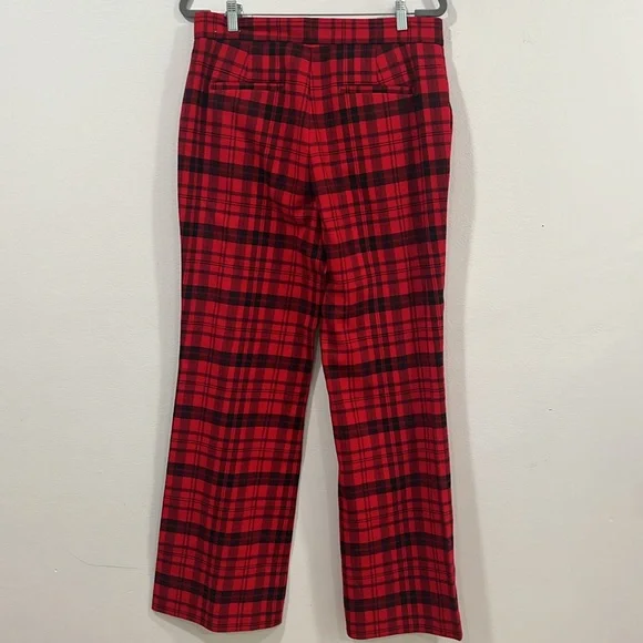 Ann Taylor Red Black Plaid Flare Pants, Size‎ 10 - Picture 4 of 16